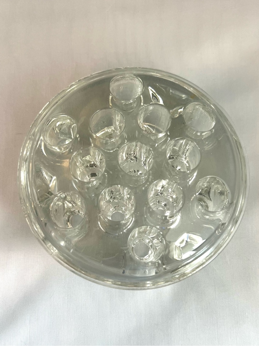 Flower Frog 13 Hole Domed Floral Arranger 4.5 Inch Vintage Clear Glass